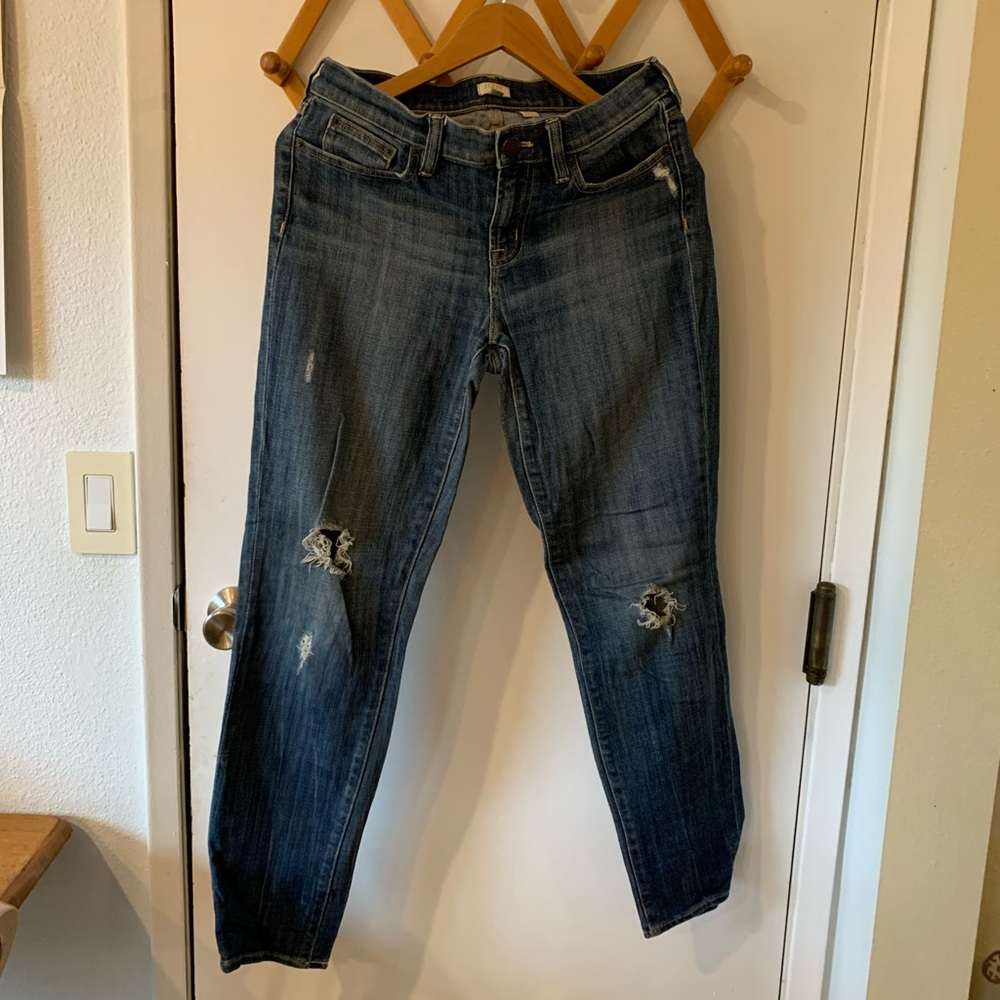 J. Crew Women's Dark Blue Distressed Boyfriend Jeans, size 28